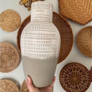 Handmade Pottery White & Grey Vase